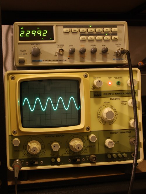 Matrix MFG-8216A sine wave output.